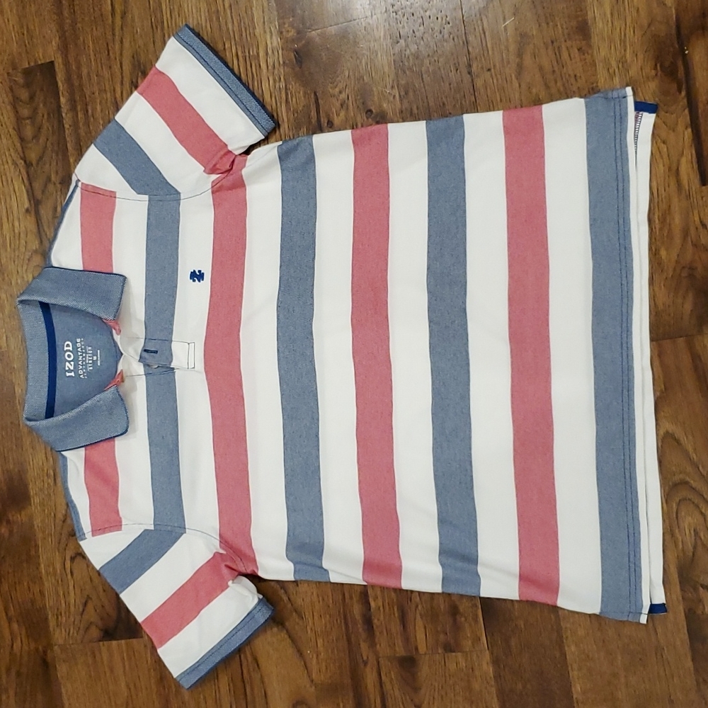 Mens Izod red, white, & blue Polo shirt size M